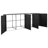 NNEVL Quadruple Wheelie Bin Shed Black 305x78x120 cm Poly Rattan