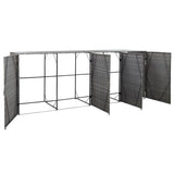 NNEVL Quadruple Wheelie Bin Shed Anthracite 305x78x120 cm Poly Rattan