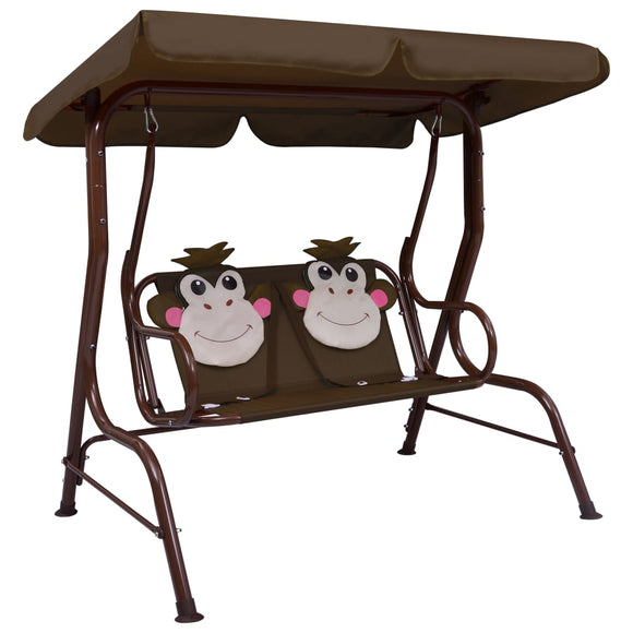 NNEVL Kids Swing Bench Brown 115x75x110 cm Fabric