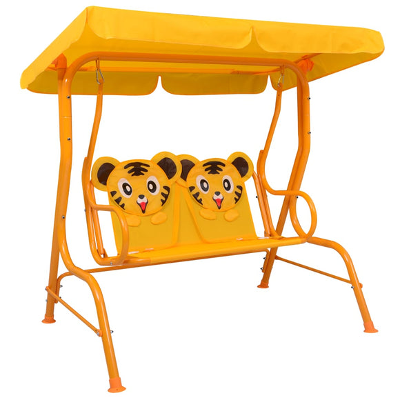 NNEVL Kids Swing Bench Yellow 115x75x110 cm Fabric