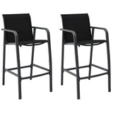 NNEVL Garden Bar Chairs 2 pcs Black Textilene