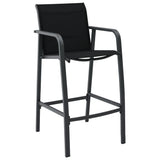 NNEVL Garden Bar Chairs 2 pcs Black Textilene
