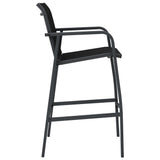 NNEVL Garden Bar Chairs 2 pcs Black Textilene