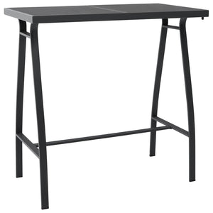 NNEVL Garden Bar Table Black 110x60x110 cm Tempered Glass