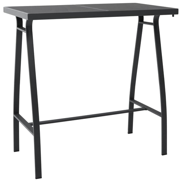 NNEVL Garden Bar Table Black 110x60x110 cm Tempered Glass