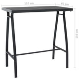 NNEVL Garden Bar Table Black 110x60x110 cm Tempered Glass