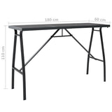 NNEVL Garden Bar Table Black 180x60x110 cm Tempered Glass
