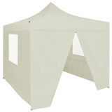 NNEVL Professional Folding Party Tent with 4 Sidewalls 2x2 m Steel Cream