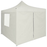 NNEVL Professional Folding Party Tent with 4 Sidewalls 2x2 m Steel Cream