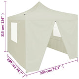 NNEVL Professional Folding Party Tent with 4 Sidewalls 2x2 m Steel Cream