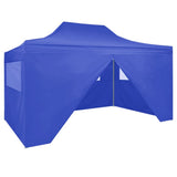 NNEVL Professional Folding Party Tent with 4 Sidewalls 3x4 m Steel Blue