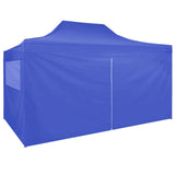 NNEVL Professional Folding Party Tent with 4 Sidewalls 3x4 m Steel Blue