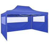 NNEVL Professional Folding Party Tent with 4 Sidewalls 3x4 m Steel Blue