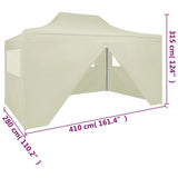 NNEVL Professional Folding Party Tent with 4 Sidewalls 3x4 m Steel Cream