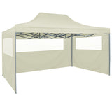 NNEVL Professional Folding Party Tent with 4 Sidewalls 3x4 m Steel Cream
