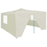 NNEVL Folding Gazebo with 4 Sidewalls 5x5 m Cream