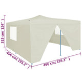 NNEVL Folding Gazebo with 4 Sidewalls 5x5 m Cream