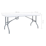 NNEVL Folding Garden Table White 180x72x72 cm HDPE