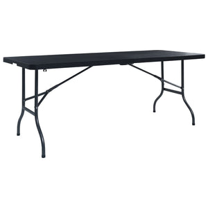 NNEVL Folding Garden Table Black 180x75x72 cm HDPE Imitation Rattan