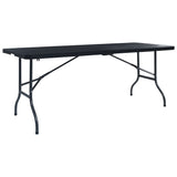 NNEVL Folding Garden Table Black 180x75x72 cm HDPE Imitation Rattan