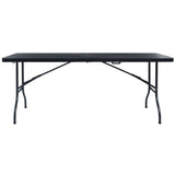 NNEVL Folding Garden Table Black 180x75x72 cm HDPE Imitation Rattan