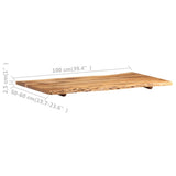NNEVL Table Top Solid Acacia Wood 100x(50-60)x2.5 cm