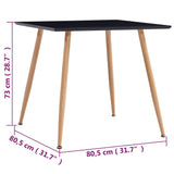 NNEVL Dining Table Black and Oak 80.5x80.5x73 cm MDF