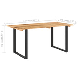 NNEVL Dining Table 160x80x76 cm Solid Acacia Wood