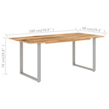 NNEVL Dining Table 180x90x76 cm Solid Acacia Wood