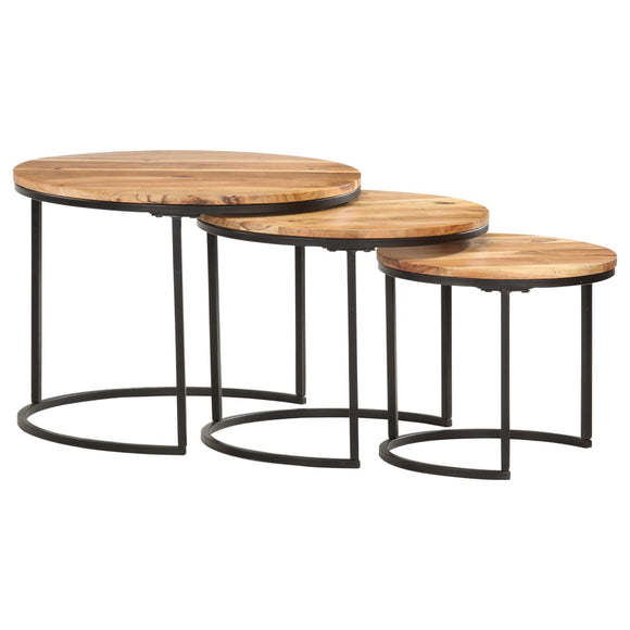 NNEVL Nesting Tables 3 pcs Solid Wood Acacia