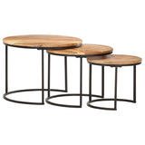 NNEVL Nesting Tables 3 pcs Solid Wood Acacia