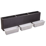 NNEVL Garden Raised Bed with 3 Pots 150x20x40 cm Poly Rattan Black