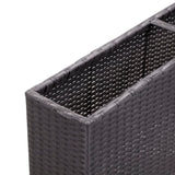 NNEVL Garden Raised Bed with 3 Pots 150x20x40 cm Poly Rattan Black