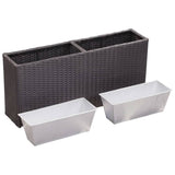 NNEVL Garden Raised Bed with 2 Pots 90x20x40 cm Poly Rattan Black