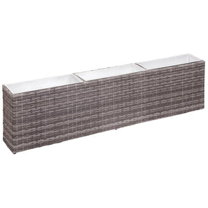 NNEVL Garden Raised Bed with 3 Pots 150x20x40 cm Poly Rattan Grey