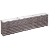 NNEVL Garden Raised Bed with 3 Pots 150x20x40 cm Poly Rattan Grey