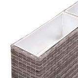 NNEVL Garden Raised Bed with 3 Pots 150x20x40 cm Poly Rattan Grey
