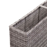NNEVL Garden Raised Bed with 3 Pots 150x20x40 cm Poly Rattan Grey