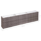 NNEVL Garden Raised Bed with 3 Pots 150x20x40 cm Poly Rattan Grey