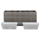 NNEVL Garden Raised Bed with 2 Pots 90x20x40 cm Poly Rattan Grey