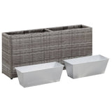 NNEVL Garden Raised Bed with 2 Pots 90x20x40 cm Poly Rattan Grey