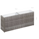 NNEVL Garden Raised Bed with 2 Pots 90x20x40 cm Poly Rattan Grey