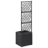 NNEVL Trellis Raised Bed with 1 Pot 30x30x107 cm Poly Rattan Black