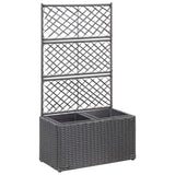 NNEVL Trellis Raised Bed with 2 Pots 58x30x107 cm Poly Rattan Black