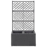 NNEVL Trellis Raised Bed with 2 Pots 58x30x107 cm Poly Rattan Black