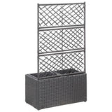 NNEVL Trellis Raised Bed with 2 Pots 58x30x107 cm Poly Rattan Black