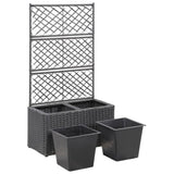 NNEVL Trellis Raised Bed with 2 Pots 58x30x107 cm Poly Rattan Black