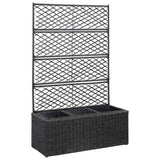 NNEVL Trellis Raised Bed with 3 Pots 83x30x130 cm Poly Rattan Black