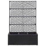 NNEVL Trellis Raised Bed with 3 Pots 83x30x130 cm Poly Rattan Black
