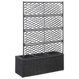 NNEVL Trellis Raised Bed with 3 Pots 83x30x130 cm Poly Rattan Black